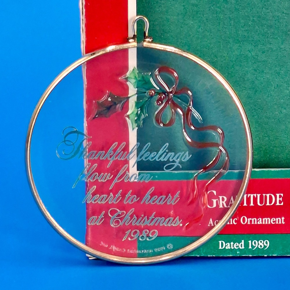 Vintage 1989 Hallmark Keepsake Ornament Gratitude Acrylic Dated Christmas Boxed